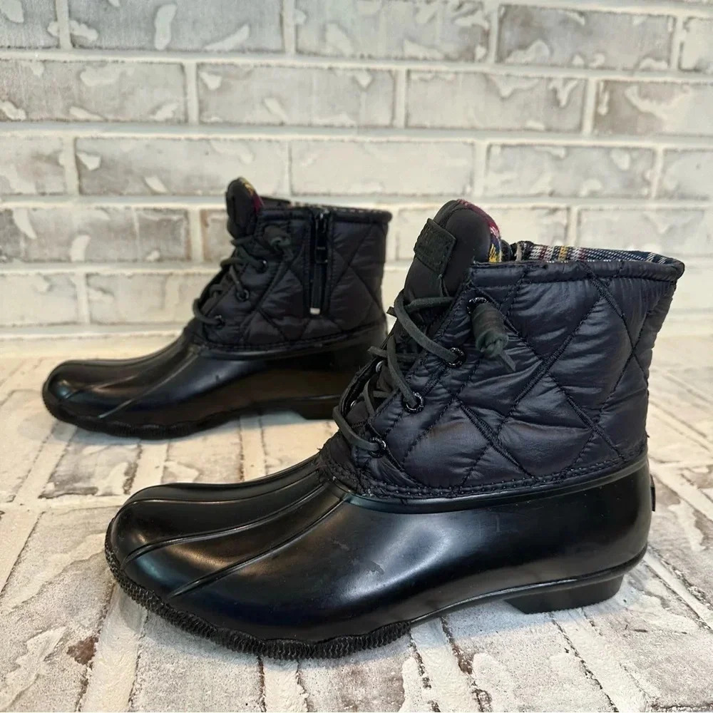 Sperry Women's Saltwater Nylon Quilt Rain Boot Black Size 9 - Picture 6 of 12